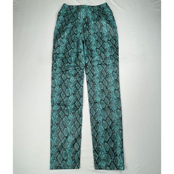 Tiger Mist Pearl High Waisted Faux Leather Snakeskin Print Pant NEW - Picture 3 of 14